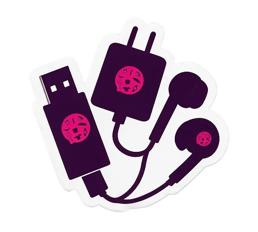 Stickers personnalisables USB chargeur écouteurs style geek