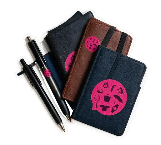 Troussettes personnalisables avec motifs colorés et stylos assortis
